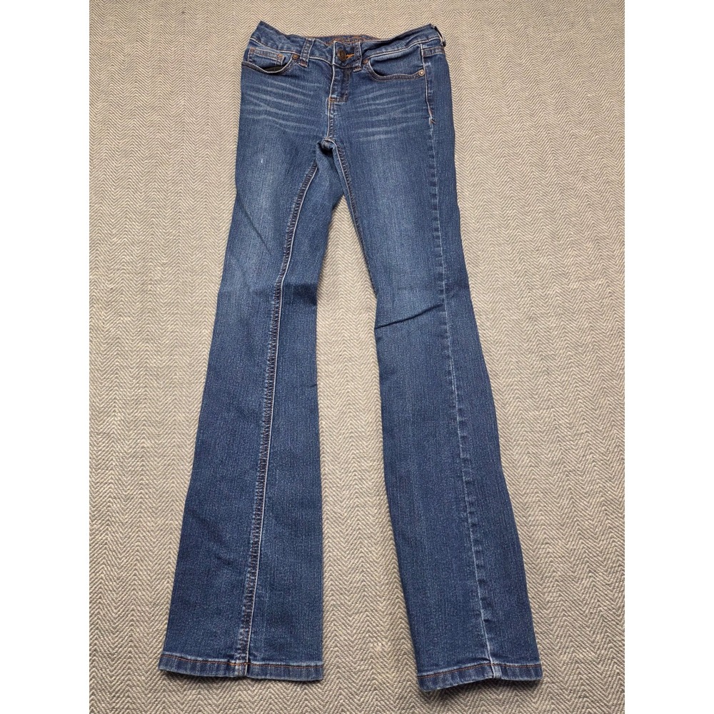 Wax Jean Dark Wash Flare Denim Jeans Style 91000 Blue Stretch‎ Womens 26x29